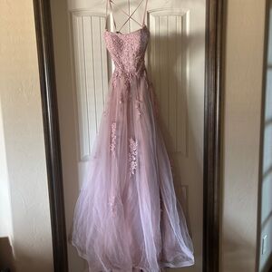 Stunning Mauve A-Line Tulle Gown Small
